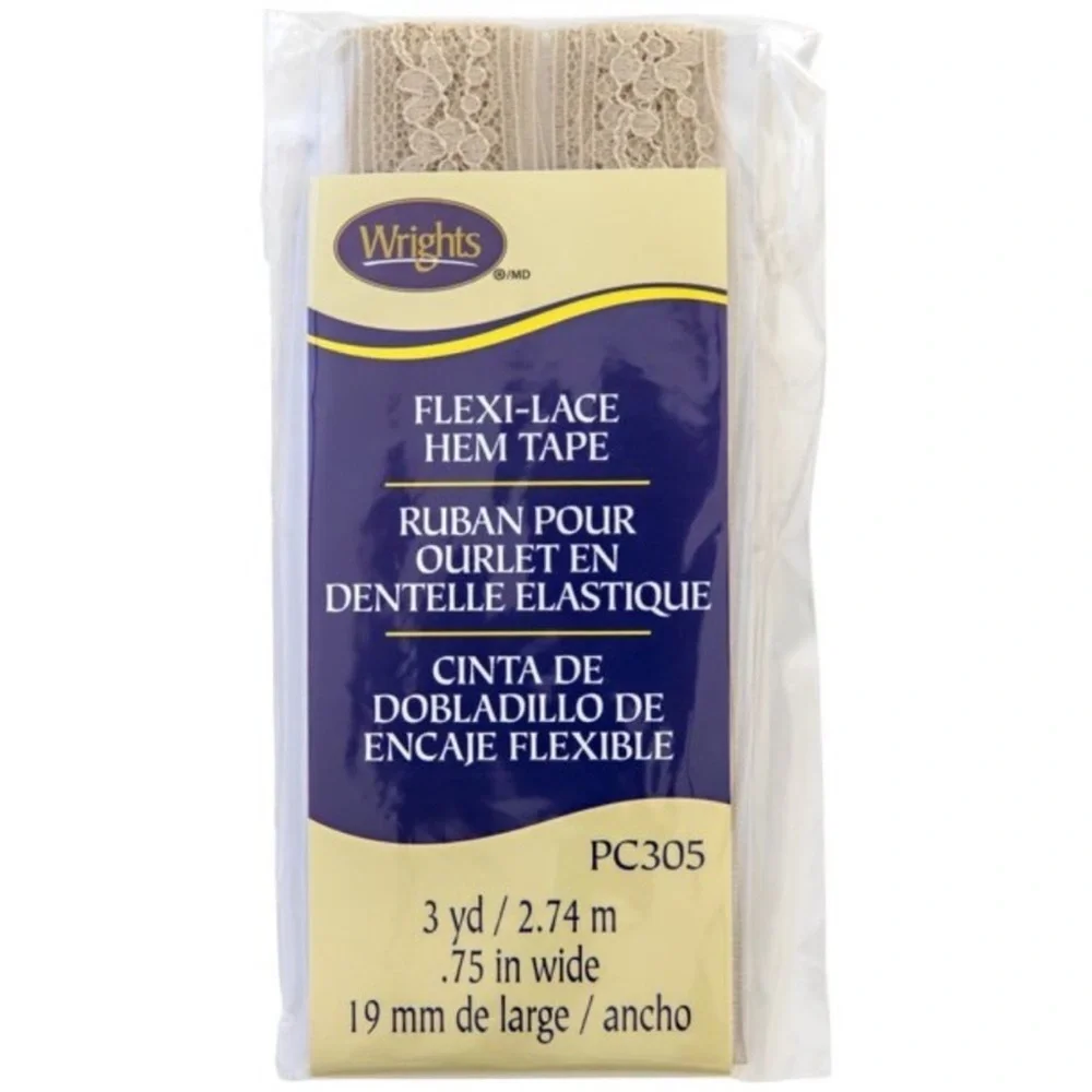 Wrights Flexi-Lace Cream and Black Hem Facings, 2.5 Yards